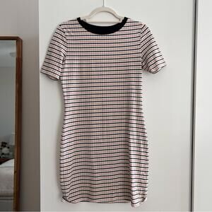 Topshop Black and Pink Striped Mini Dress